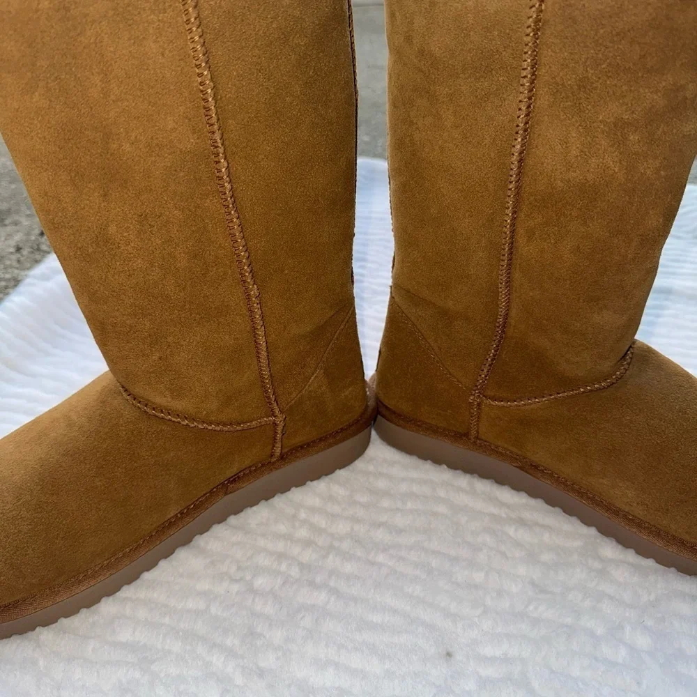 Koolaburra Tan Winter Boots with Pom Poms